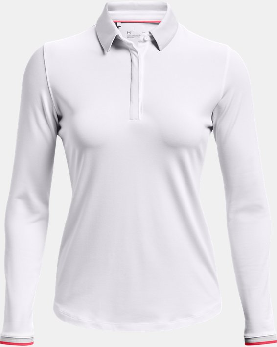 Damen UA Zinger Langarm-Poloshirt, White, pdpMainDesktop image number 4